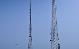 planes sky contrail radio towers