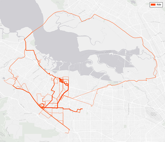 biking heatmap common rides bay area