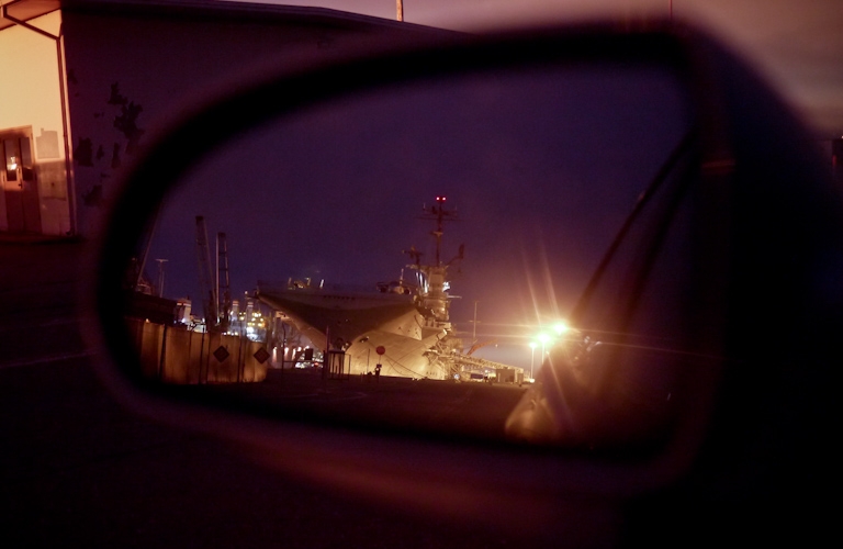 aircraft carrier uss hornet side view mirror